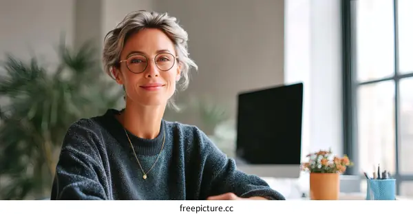 Confident Woman in a Modern Office Setting