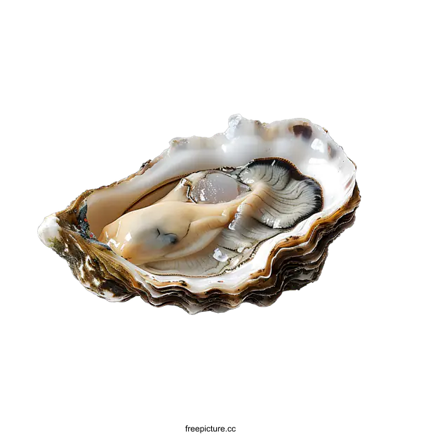 [Transparent Background PNG]A close up of an oyster on a white background