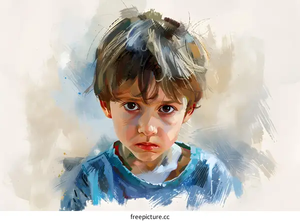 Portrait of a boy with brown hair and brown eyes