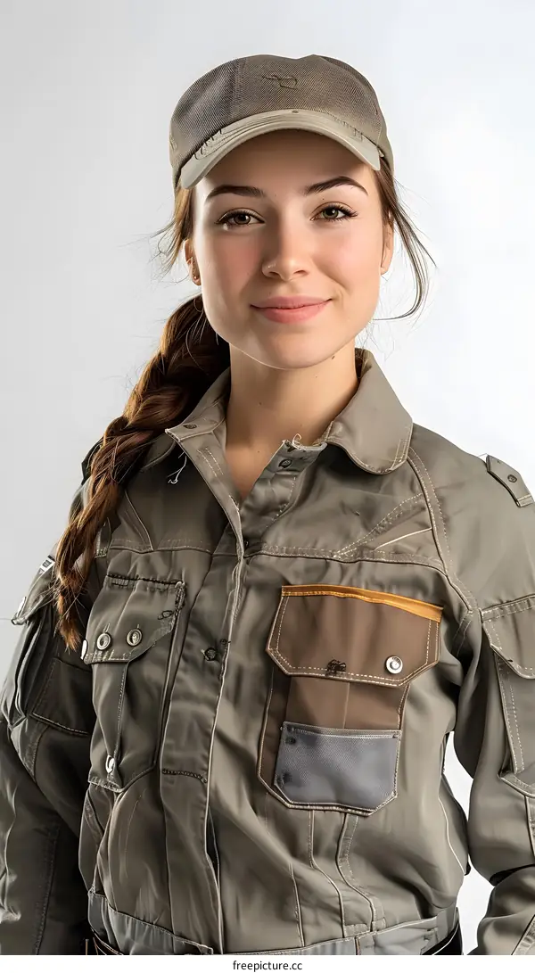 Portrait of a Young Woman in Workwear