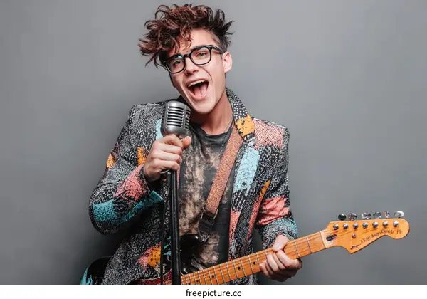 Musician Singing and Playing Guitar