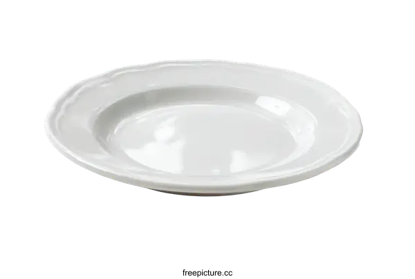 [Transparent Background PNG]Empty White Dinner Plate with Decorative Edge