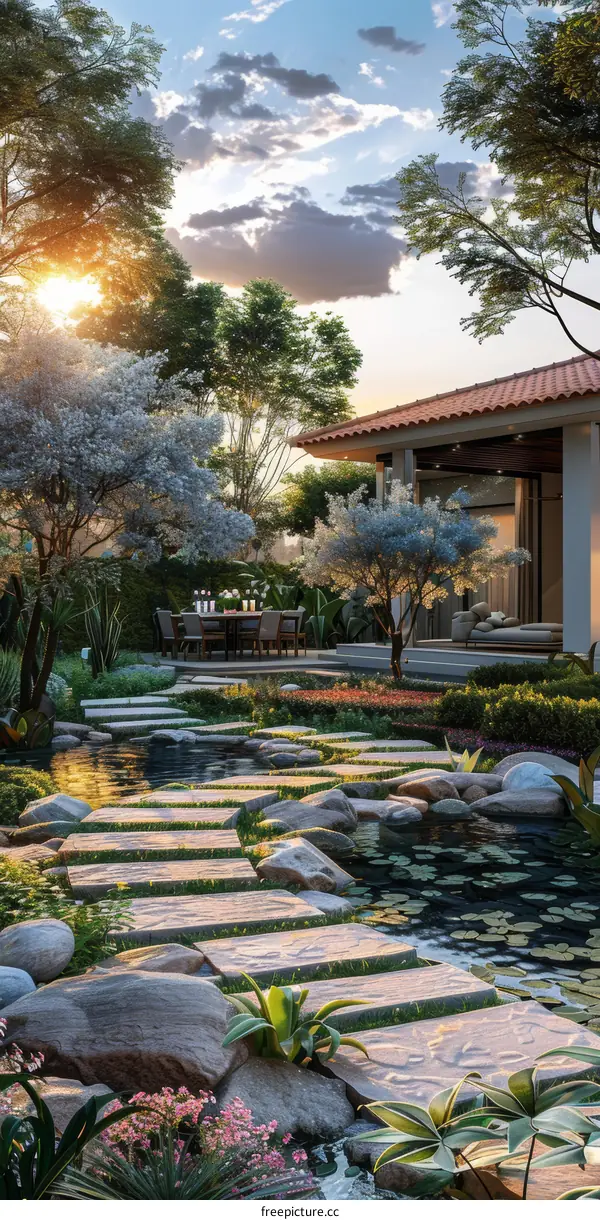 A couple is walking in the garden