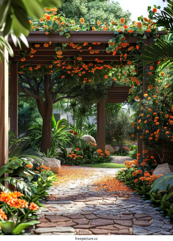 Sun-Drenched Garden Arbor Oasis