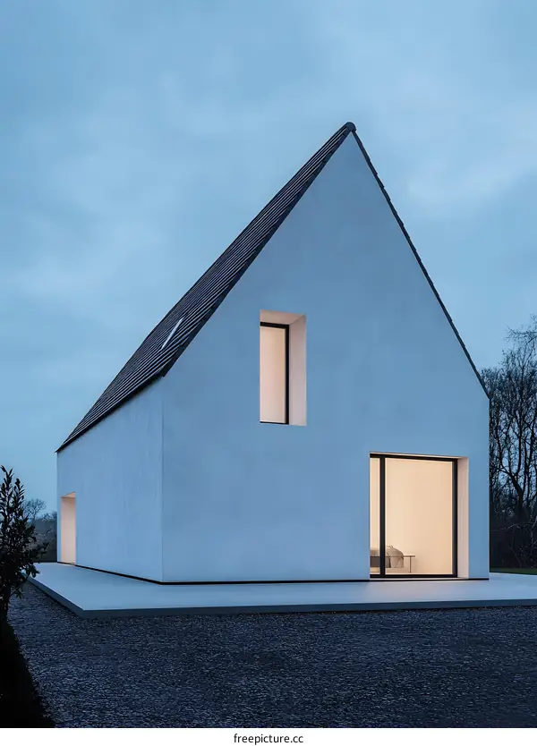 Modern Minimalist House with Large Windows and White Walls