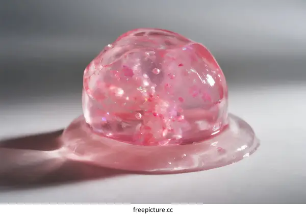 A Transparent Pink Jellied Substance with Glitter Particles
