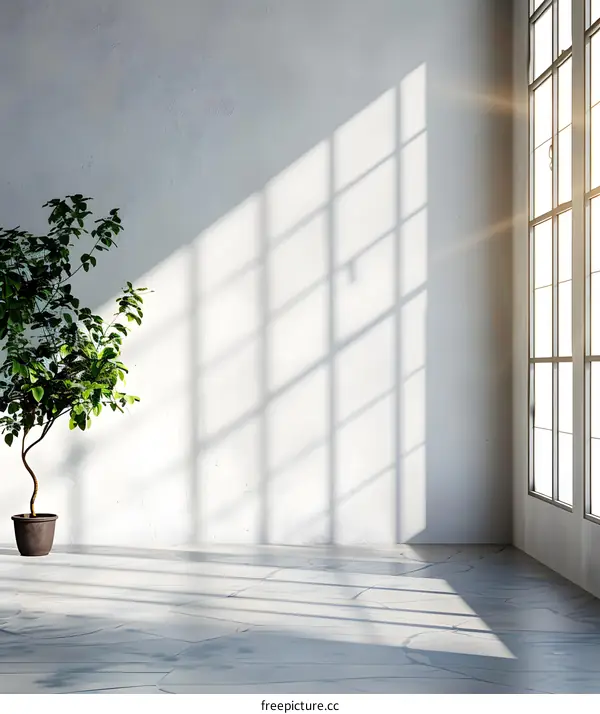 Minimalist Room with a Window and Plant