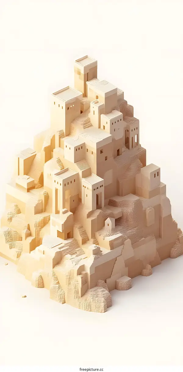 Abstract Architecture With Beige Blocky Structure