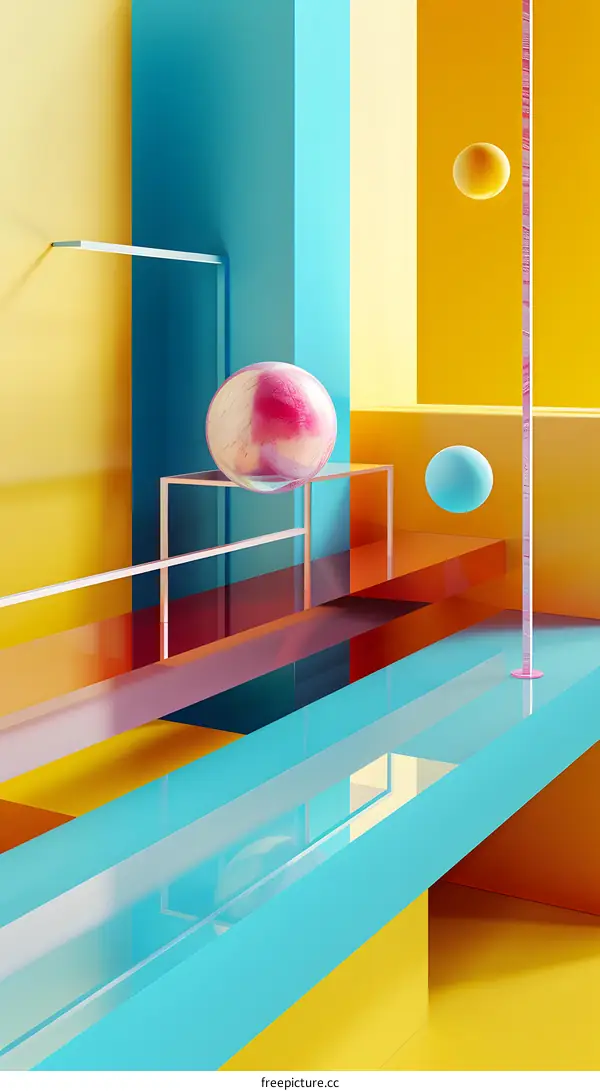 Abstract 3D Geometric Shapes With Colorful Background