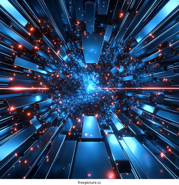 Abstract Futuristic Metal Tunnel