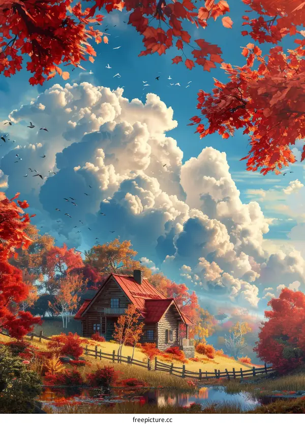 Small wooden house in the middle of the forest