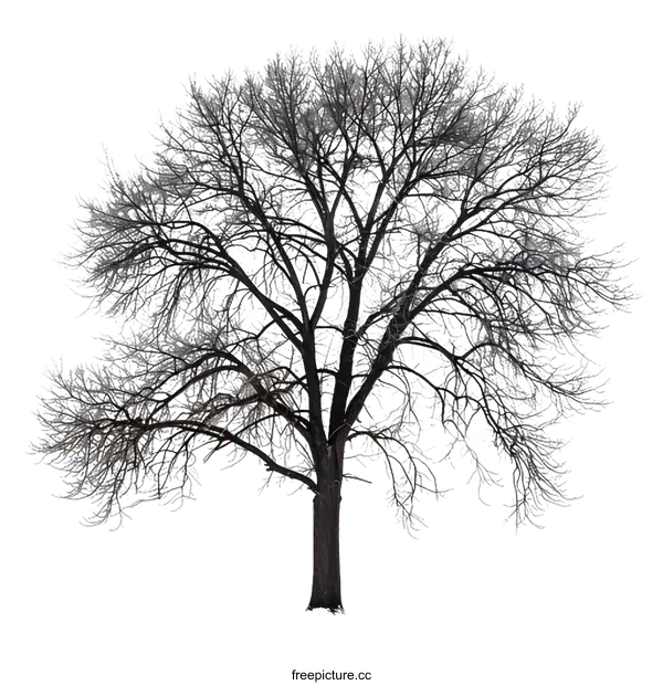 [Transparent Background PNG]Bare Tree in Winter Landscape Isolated on White Background