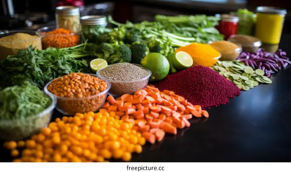 Vibrant Variety of Lentils, Beans and Healthy Ingredients