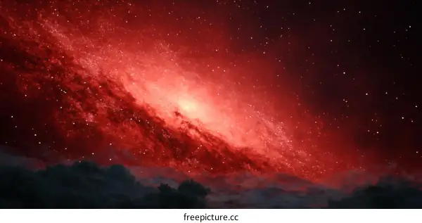 Red Galaxy Nebula Night Sky Illustration