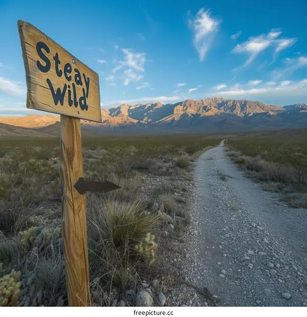 Stay Wild desert road sign in Guadalupe Mountains National Park