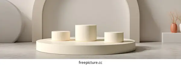 Elegant Minimalist Cream Color Display Podiums