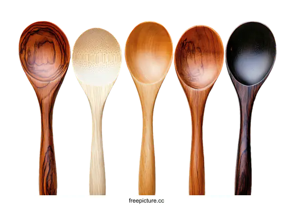 [Transparent Background PNG]Assorted Wooden Spoons Display