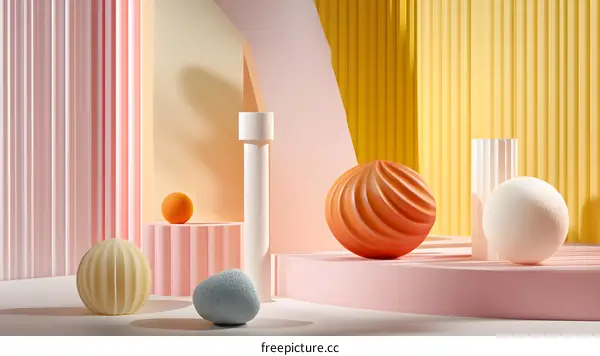 Abstract 3D Shapes Colorful Background