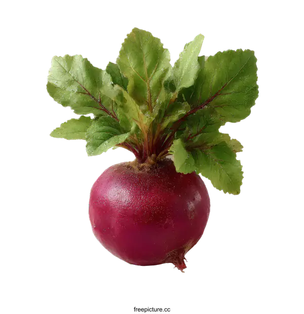 [Transparent Background PNG]Fresh Red Beetroot with Leaves on White Background