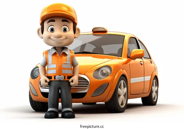 taxi driver standing next to a taxi