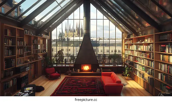 Cozy Reading Nook with City View