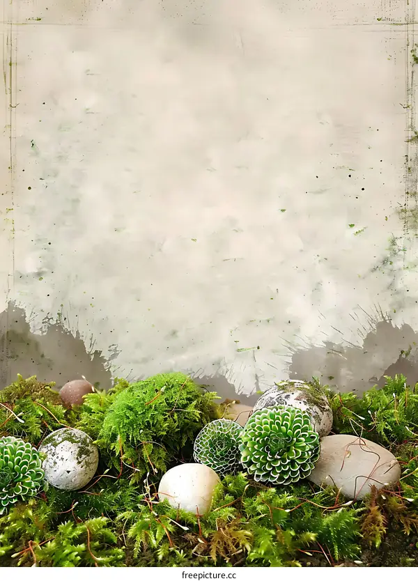 Vintage Background With Moss And Stones