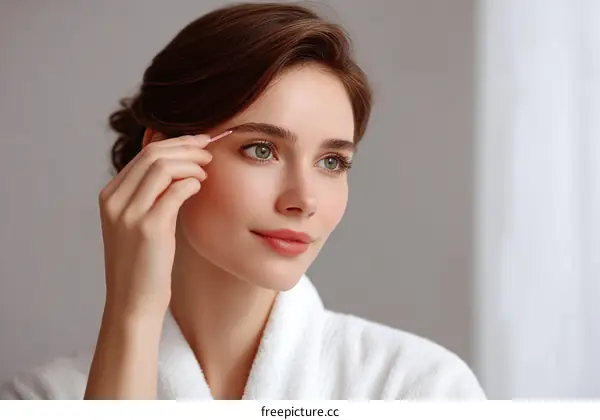 Woman Doing Facial Hair Removal