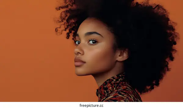 Portrait of a Young Black Woman With Curly Hair