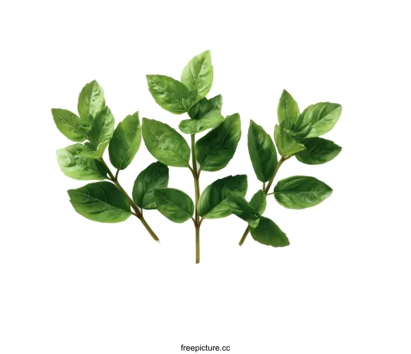 [Transparent Background PNG]Fresh Mint Leaves Arrangement on White Background