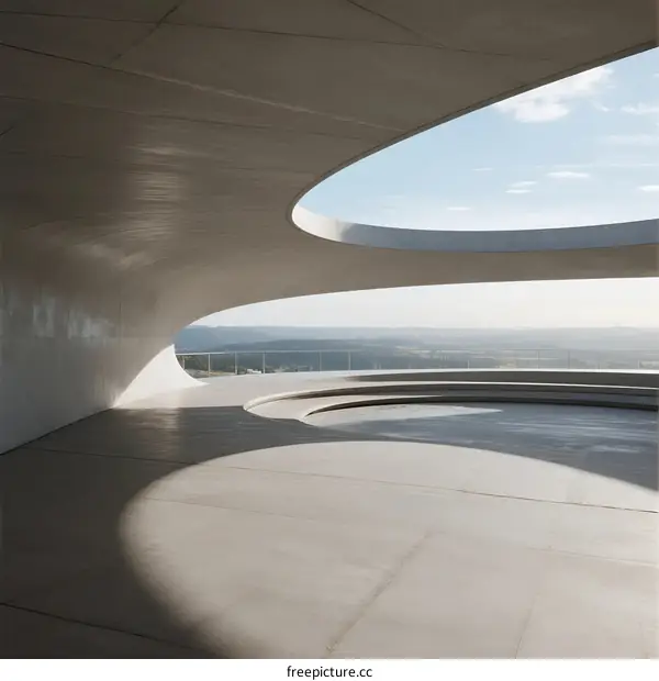 Modern Architectural Structure with Curved Design and Panoramic View