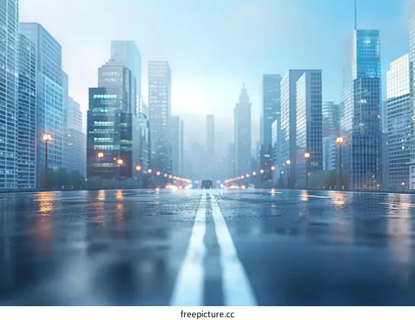 Rainy Cityscape Metropolis Architecture