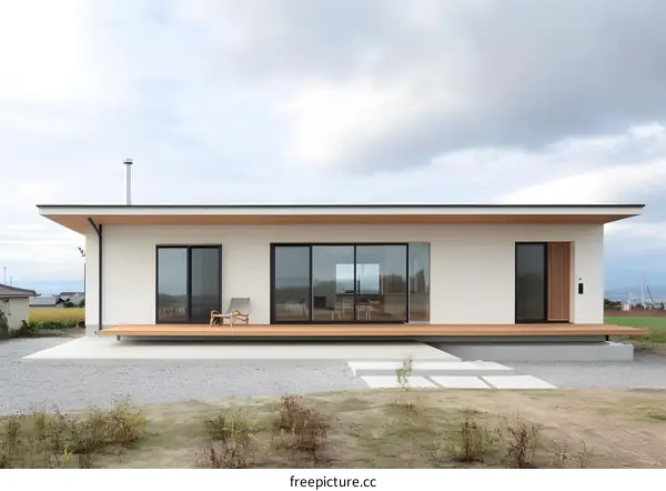 Modern Japanese Style House with Wood Deck