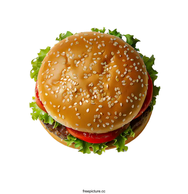 [Transparent Background PNG]Freshly made burger on white background