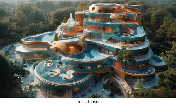 Architectural Blueprint of a Futuristic Mansion