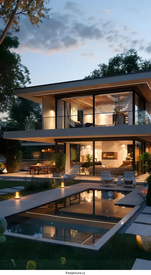 A Modern House with a Swimming Pool