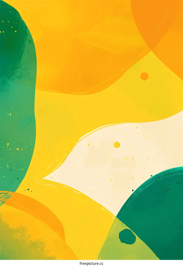 Abstract Green Yellow Orange Watercolor Background