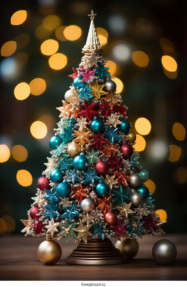 Small Christmas tree with balls and stars