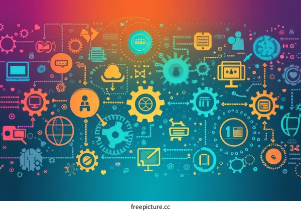 A colorful illustration of gears and cogs representing a complex system.
