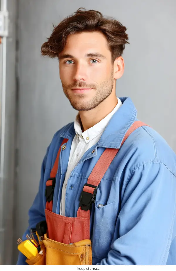 Caucasian Worker in Workwear Portrait