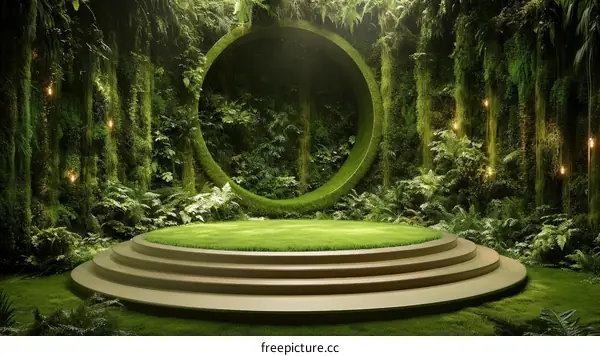 Green Lush Jungle Stage Setting