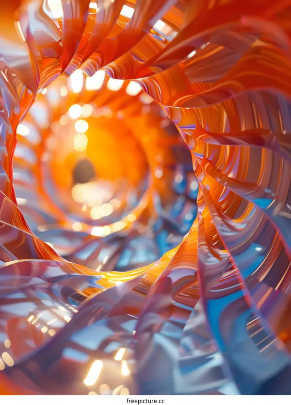 Abstract Orange and Blue Tunnel