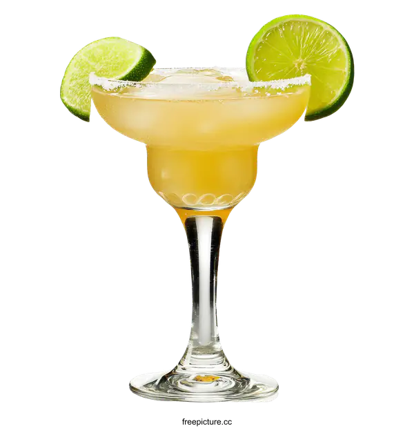 [Transparent Background PNG]Margarita Cocktail with Lime Garnish