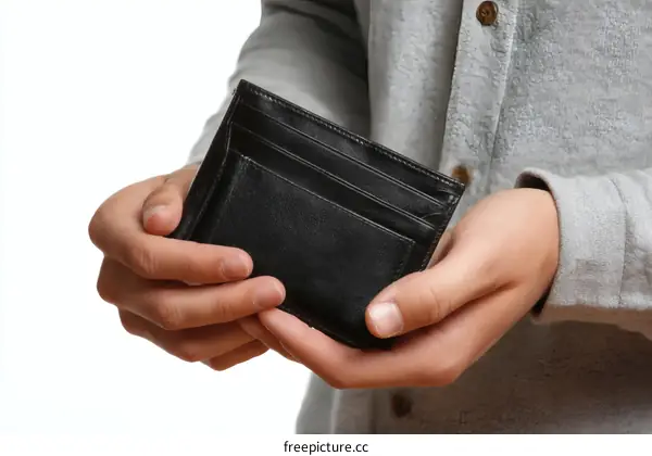Empty Wallet Held in Hands