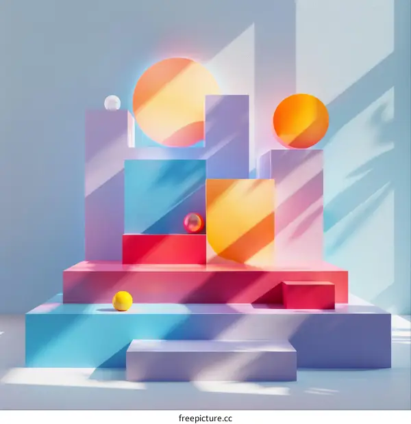 Abstract Geometric Shapes with Shadows - 3D Rendering