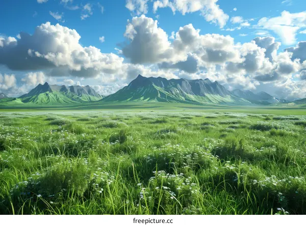 Stunning Mountain Landscape With Lush Grassland