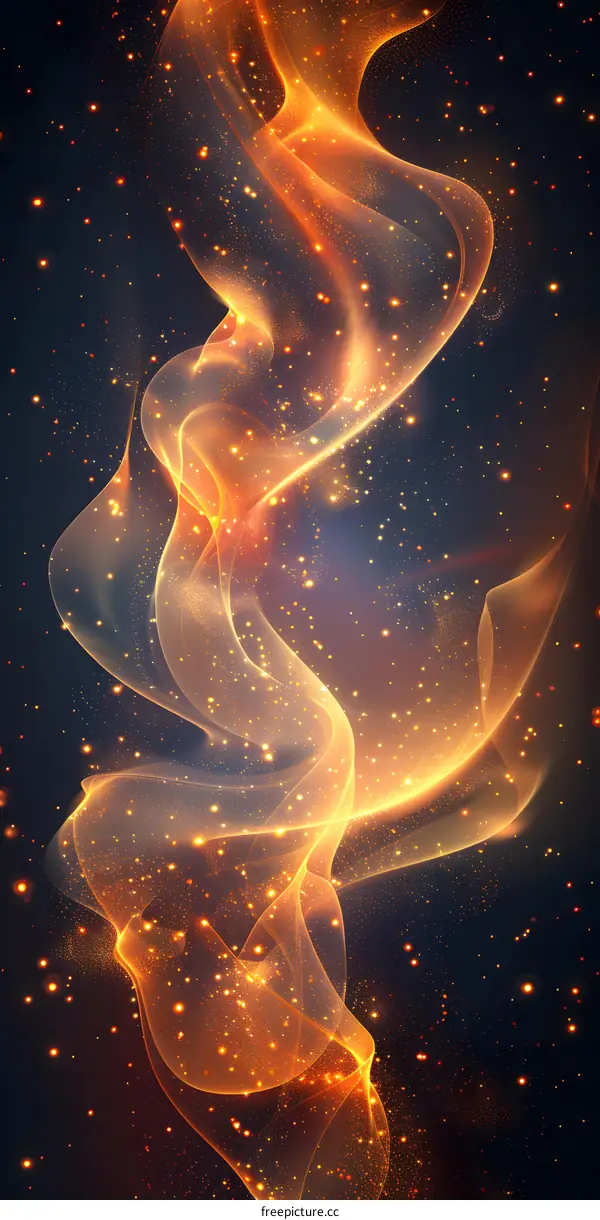 Golden fiery waves on black background