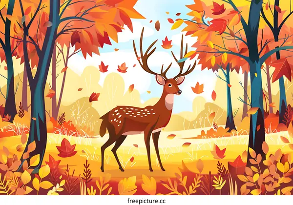 Autumn Forest Deer Illustration