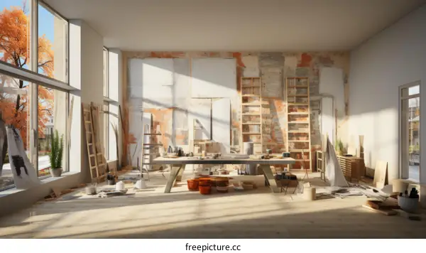 Modern Artist Studio Renovation with Large Windows