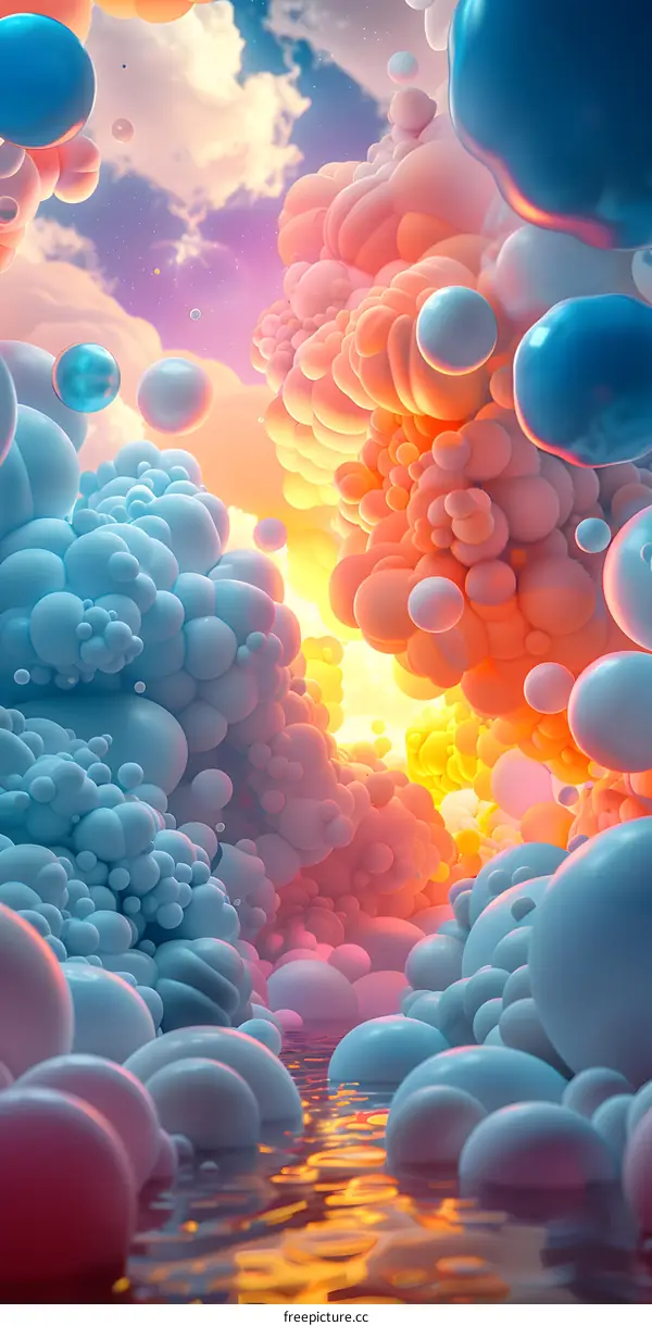 Colorful 3D spheres floating in the air