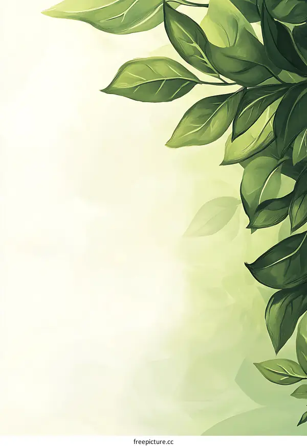 Green Leaves Watercolor Painting Illustration